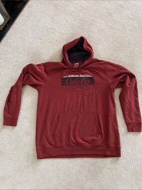Cabela's Men's Deep Red Hooded Pullover Sweatshirt